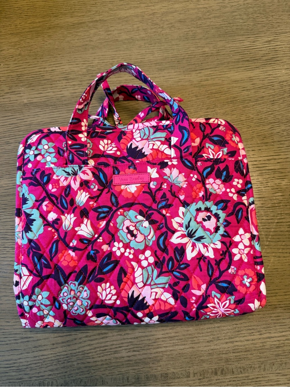 Vera Bradley Hot Pink Floral Quilted Cosmetic Tote